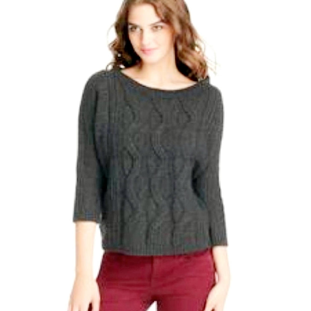 Loft Grey Wool Cableknit Chunky …